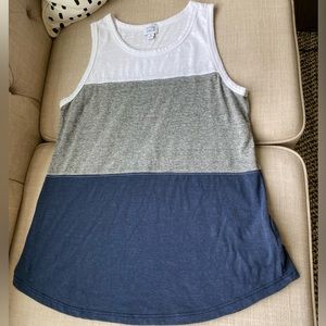 EVEREVE PEYTON JENSON Tank top.  White gray and navy EUC size S